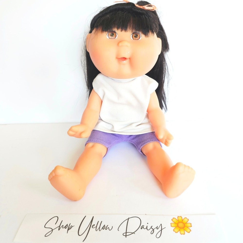 2000 Mattel Cabbage Patch Kids Doll Black Hair Brown‎ Eyes Vintage CPK 12"